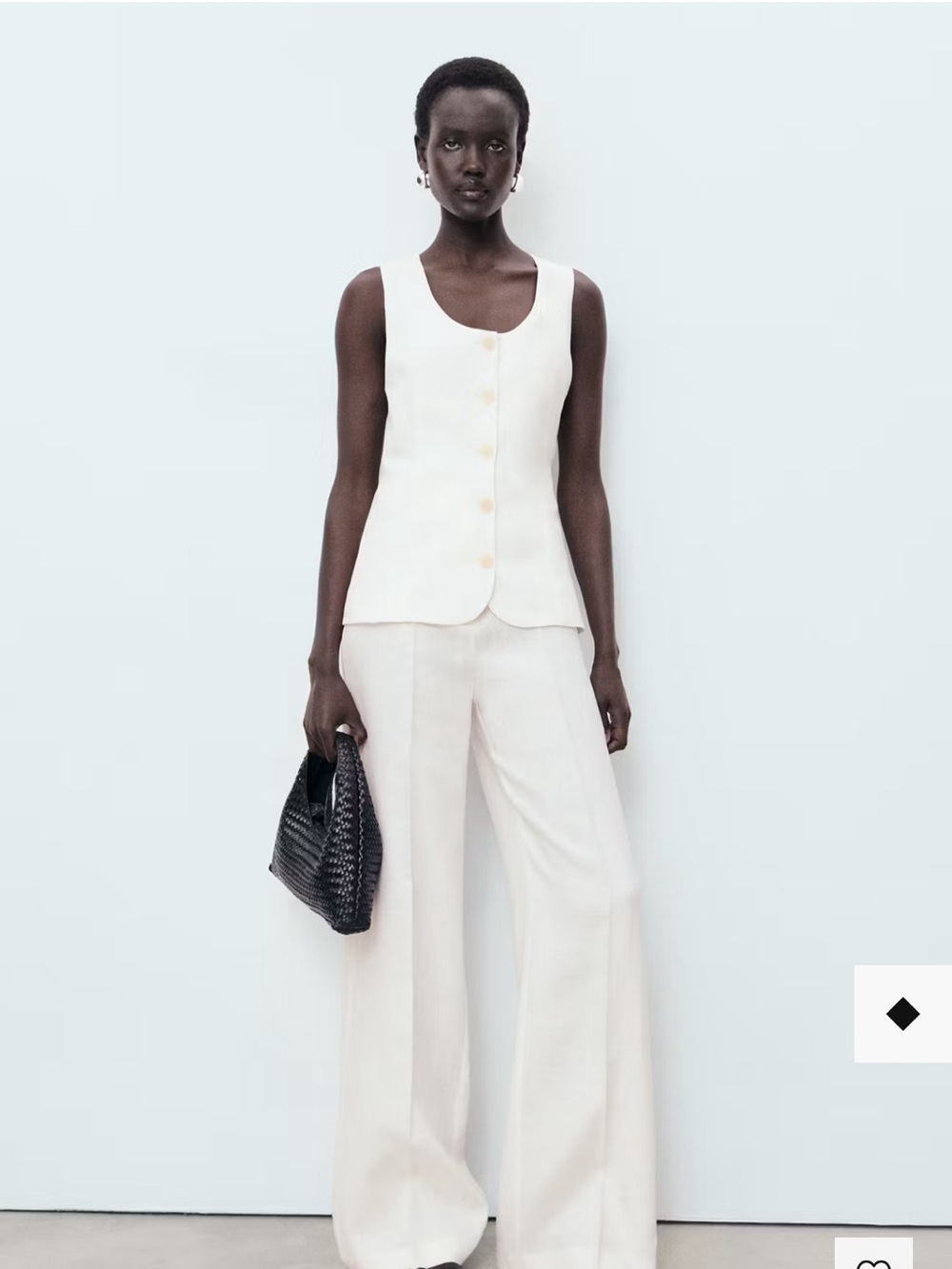 Mango White Sleeveless Jumpsuit